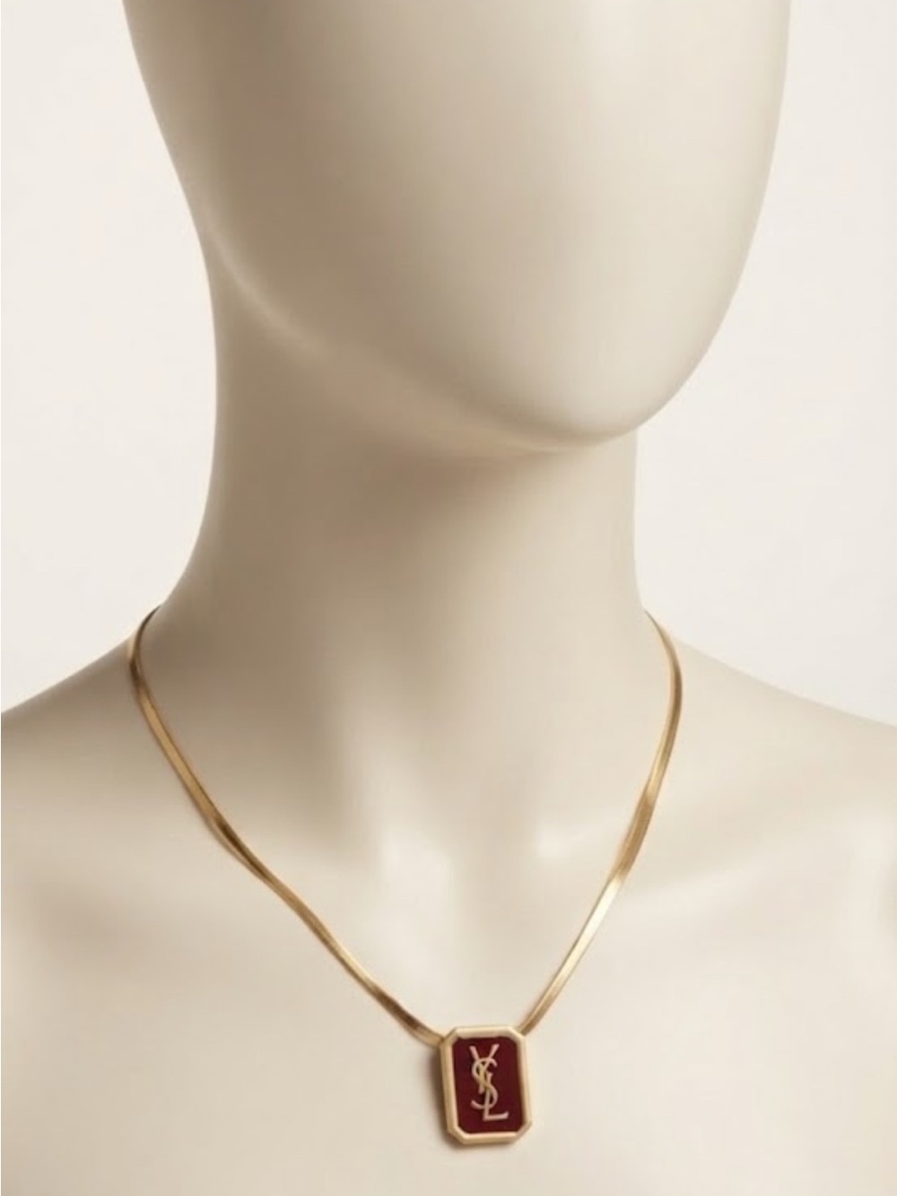 Brand New ! Gold and Red Enamel Logo Pendant Necklace